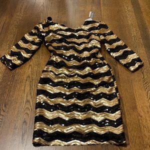 Gianni Bini Vanessa Gold and Black Sequin Dress